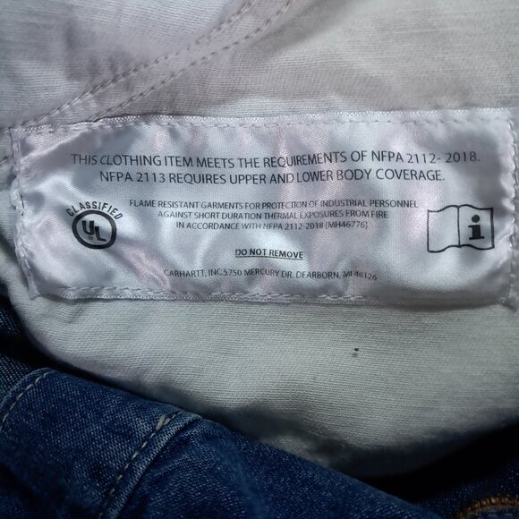 Carhartt FR Flame Resistant Carpenter Jean Men 42x32, Tag 42x34 FRB13 DNM Work - Picture 16 of 16